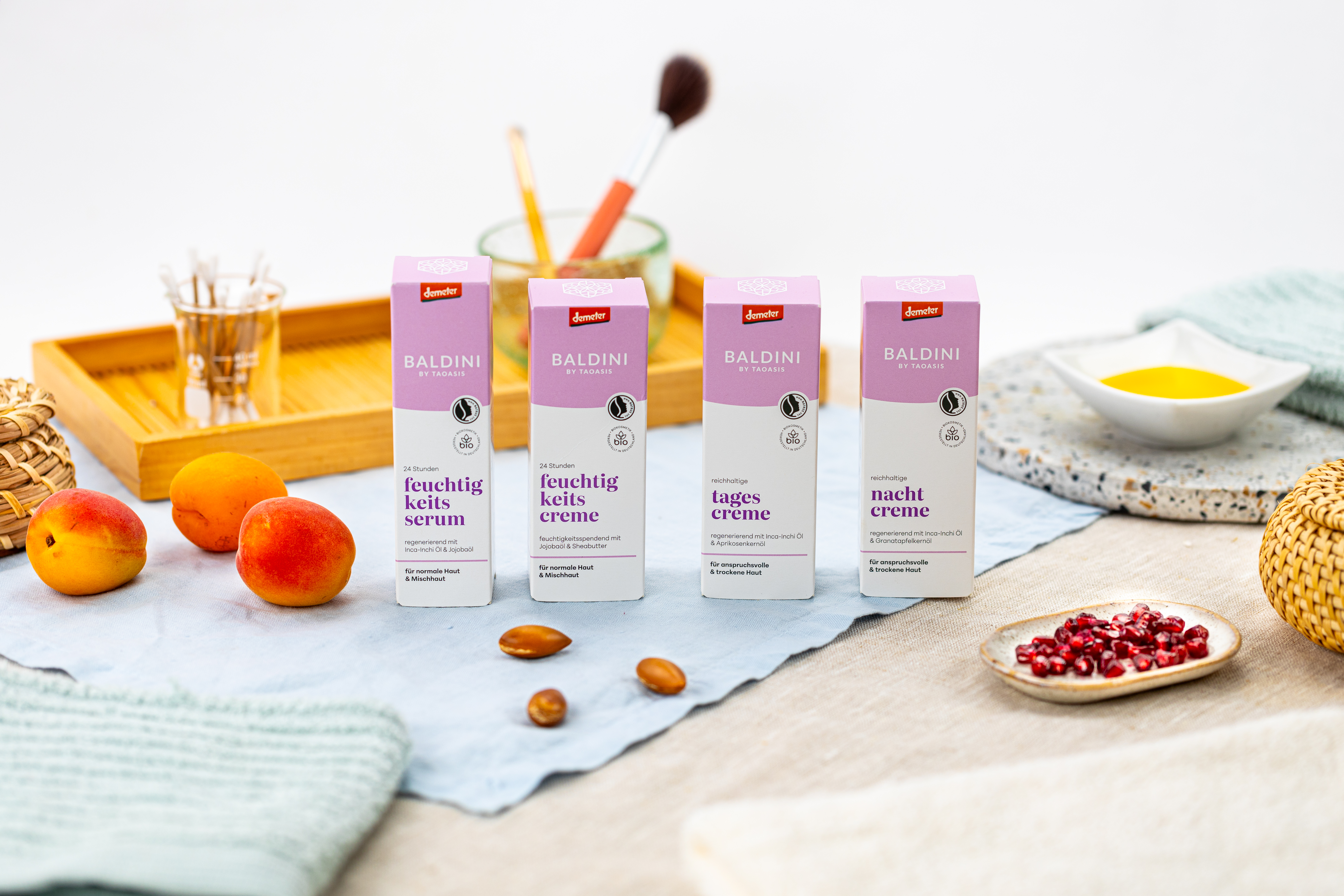 Baldini Naturkosmetik Gesichtspflege mit Serum, Tages- und Nachtcreme
