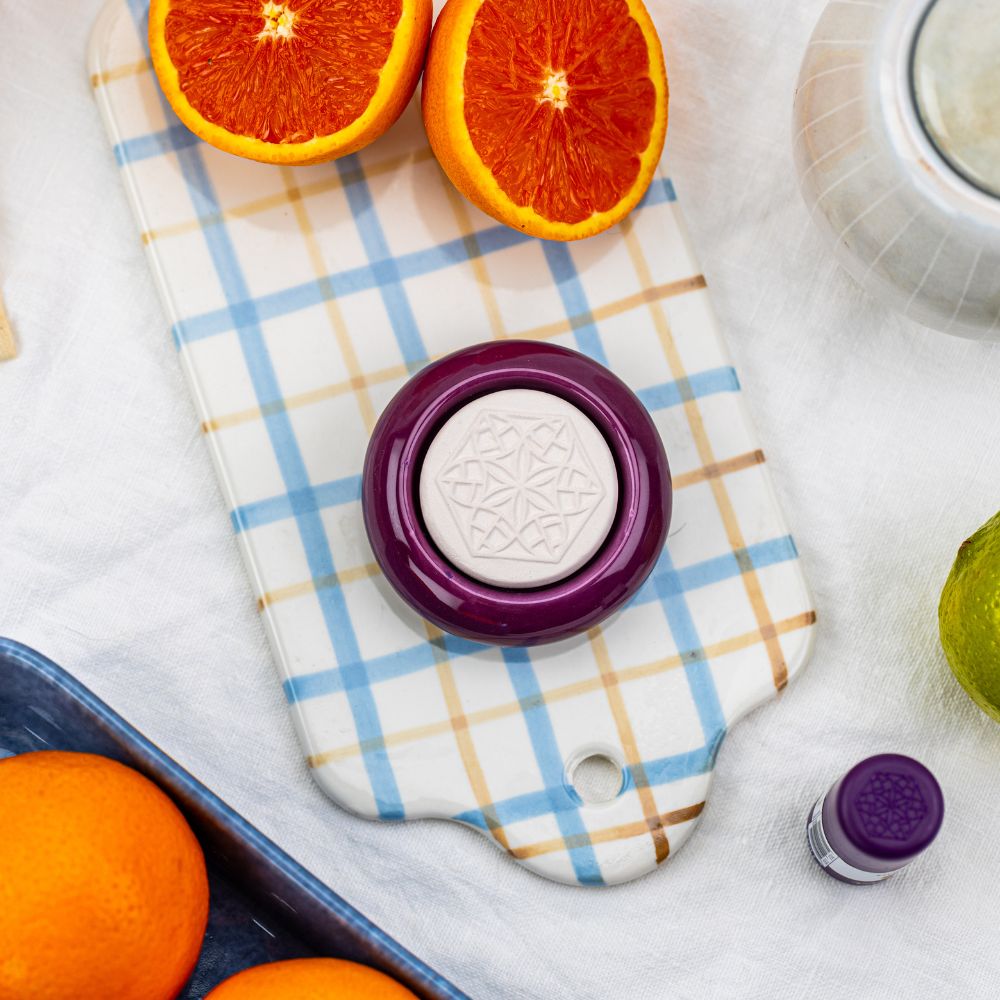 Duftsteinteller lila + Blüten Duftstein