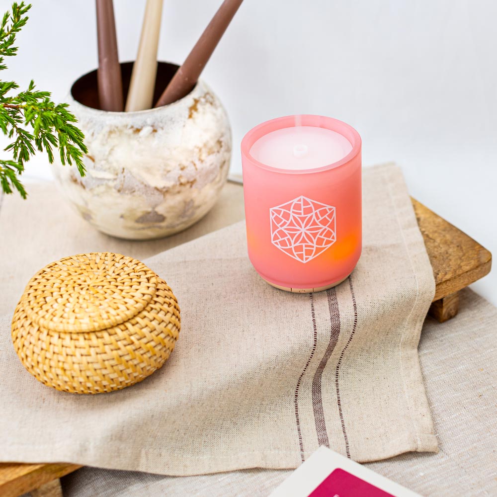 TaoCandle Glas - altrosa mit Baldini Selbstliebe TaoCandle Glas - altrosa mit Baldini Selbstliebe