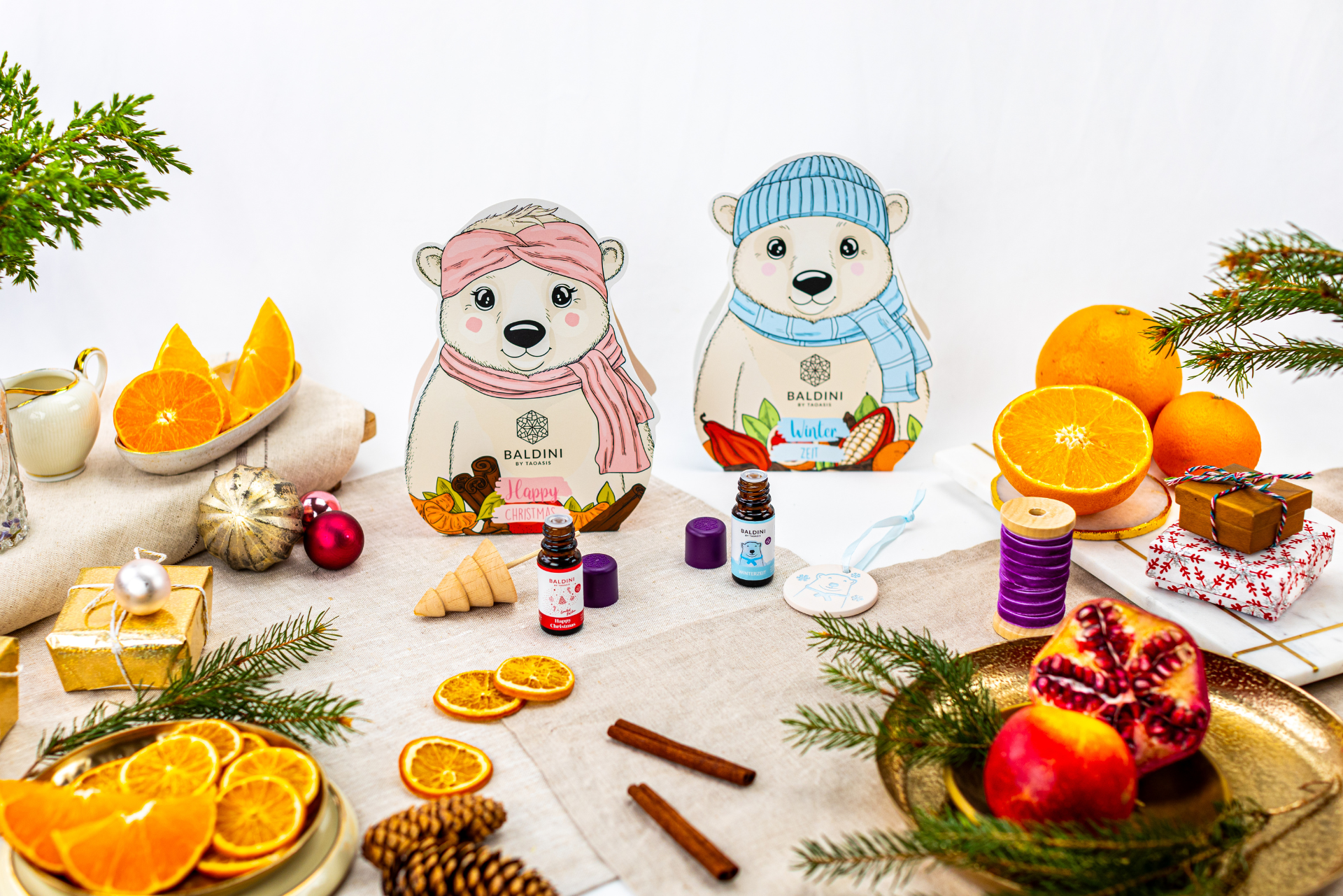 Eisbären Duftsets mit winterlicher Dekoration