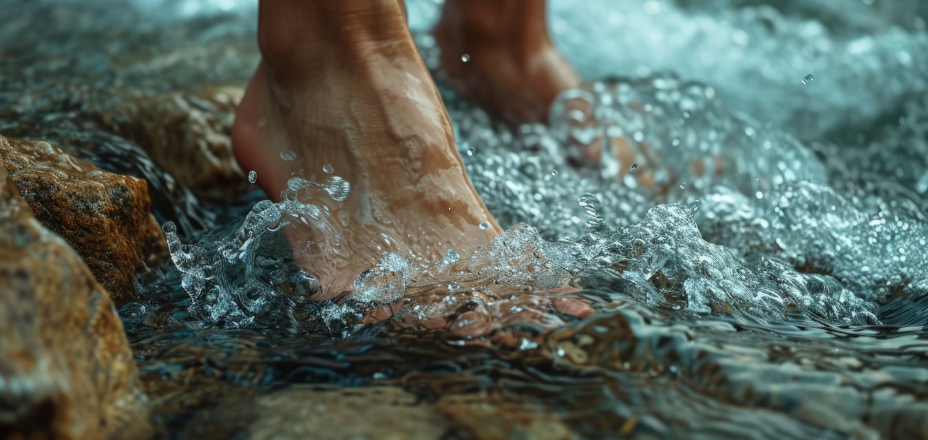 Nackte Füße im Wasser