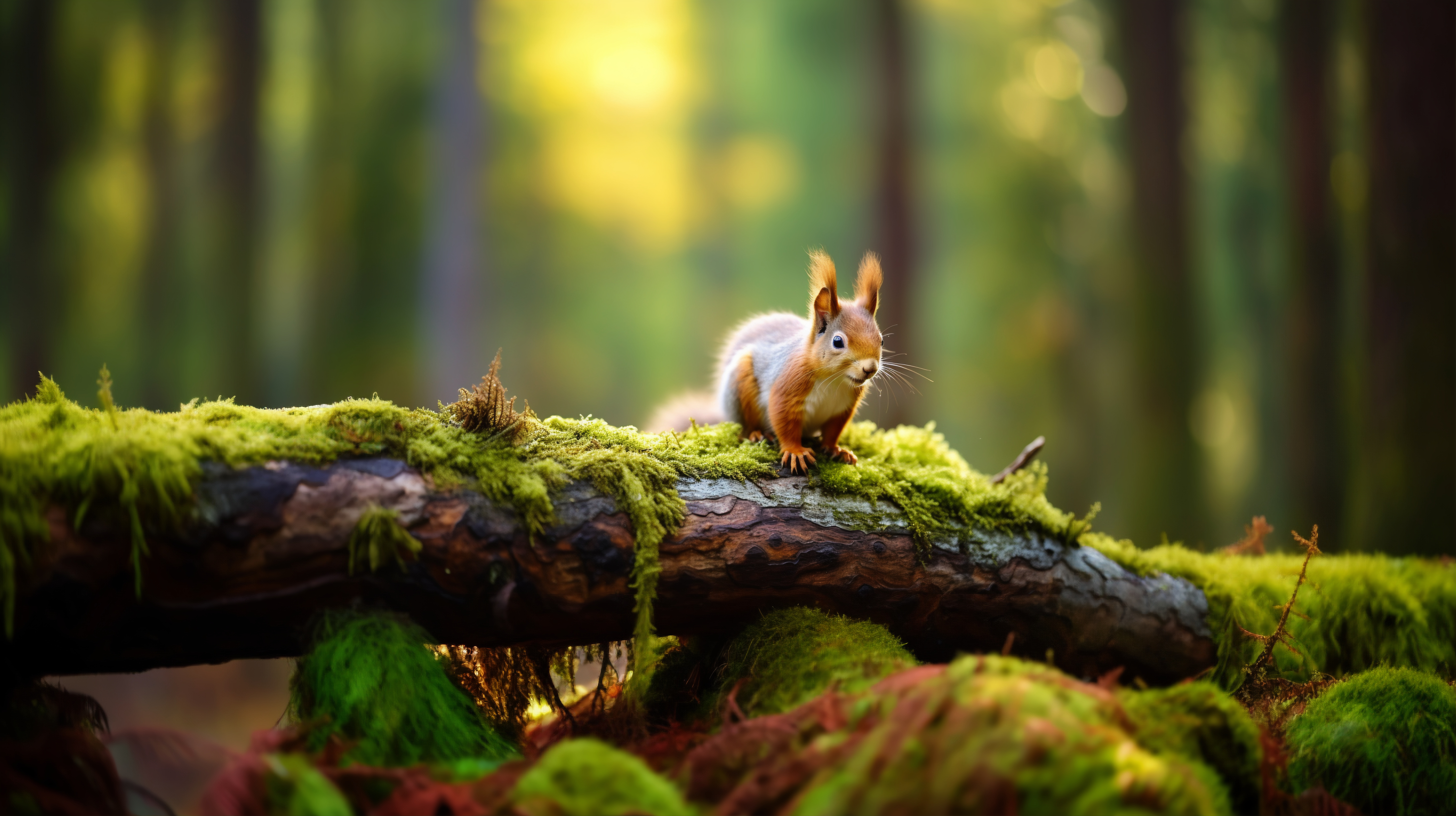 Eichhörnchen sitzt auf einem Baumstamm-