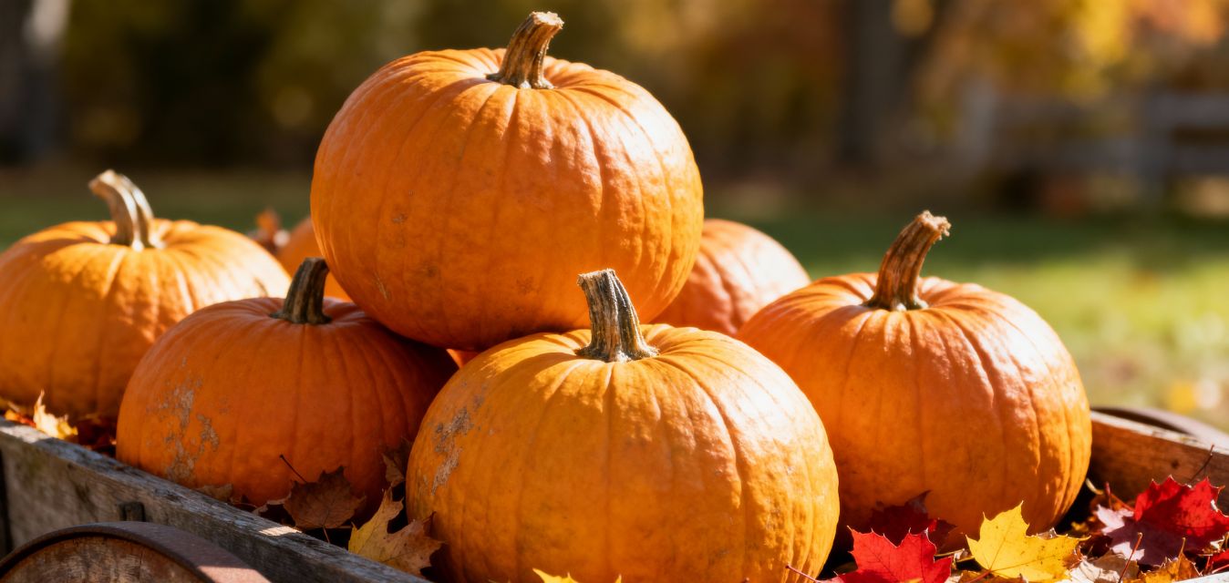 Kürbis mit bunten Blätter